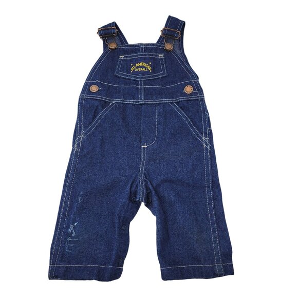 Vintage Health-Tex Baby Overalls 3M Denim Jean Overalls Blue - Picture 1 of 8